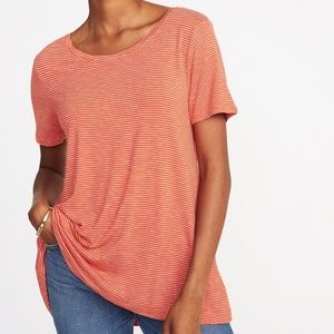 Old Navy Luxe Sz Small Orange Striped Tee